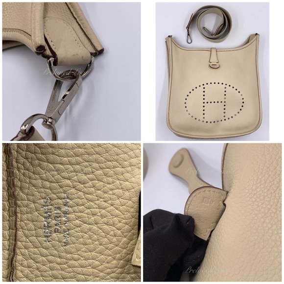 Authentic HERMES Ivory Beige Clemence Evelyne II PM Crossbody Bag - Picture 11 of 16